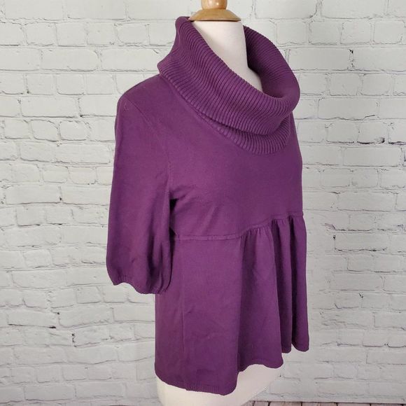 LOFT Purple Cowl Neck Sweater - Picture 2 of 5